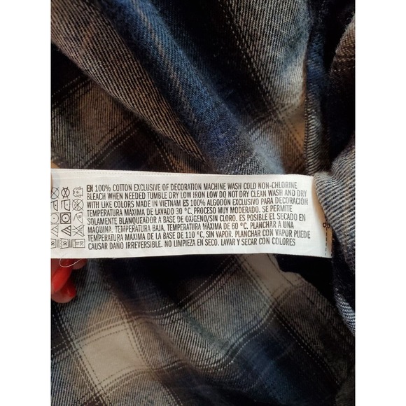 21 MEN Shirt Men Small Navy Multi Plaid Flannel 100% Cotton Collared Button Down - Picture 9 of 9